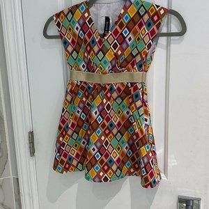 High 5 Sleeveless Geometric Print Colorful Dress 4